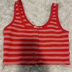 Red Medium Forever 21 Button Crop Top